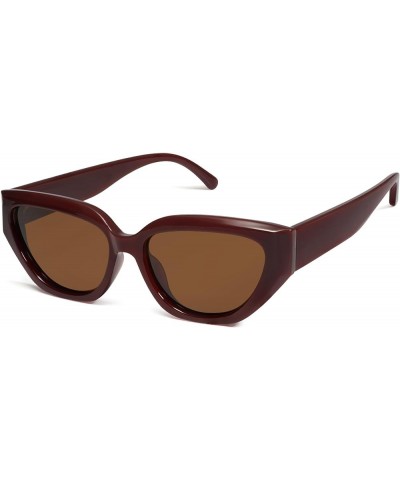 Trendy Cute Cat Eye Polarized Sunglasses for Women Fashion Cateye Womens Sunnies SJ2237 Burgundy $9.93 Cat Eye