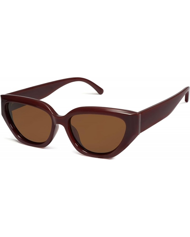 Trendy Cute Cat Eye Polarized Sunglasses for Women Fashion Cateye Womens Sunnies SJ2237 Burgundy $9.93 Cat Eye