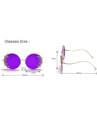 Sparkling Crystal Sunglasses Women Luxury Rhinestone Round Sun glasses Ladies Bling Diamond Party Sunglasses Green $9.68 Round