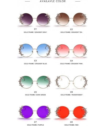 Sparkling Crystal Sunglasses Women Luxury Rhinestone Round Sun glasses Ladies Bling Diamond Party Sunglasses Green $9.68 Round