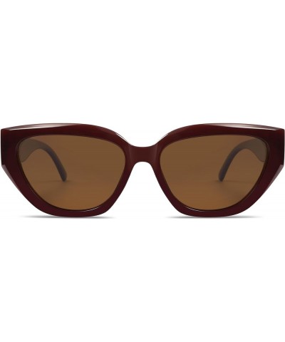 Trendy Cute Cat Eye Polarized Sunglasses for Women Fashion Cateye Womens Sunnies SJ2237 Burgundy $9.93 Cat Eye