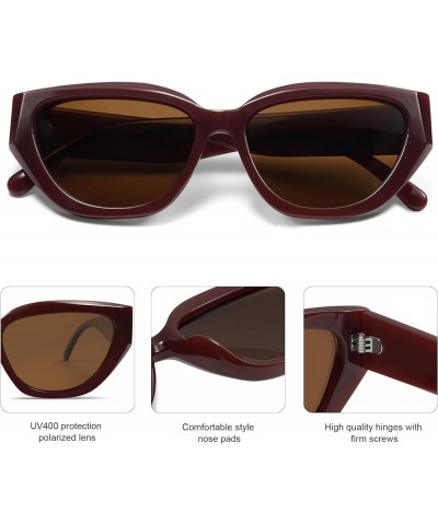 Trendy Cute Cat Eye Polarized Sunglasses for Women Fashion Cateye Womens Sunnies SJ2237 Burgundy $9.93 Cat Eye