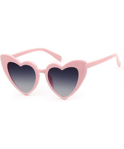 Love Heart Shaped Sunglasses for Women - Vintage Cat Eye Mod Style Retro Glasses as Christmas gift Pinkblack $6.75 Rimless