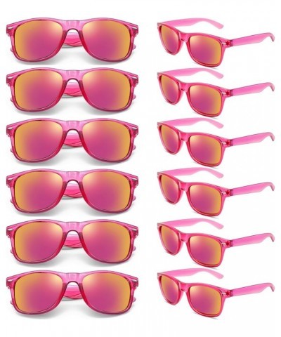 12 Pack Retro Colored Sunglasses Transparent Frame Mirrored Lenses Bulk Party Glasses Birthday Beach Unisex Hotpink $9.89 Rec...