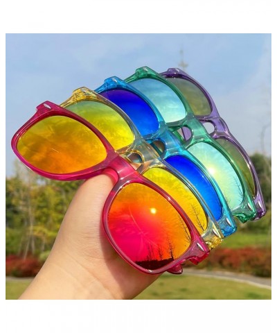 12 Pack Retro Colored Sunglasses Transparent Frame Mirrored Lenses Bulk Party Glasses Birthday Beach Unisex Hotpink $9.89 Rec...