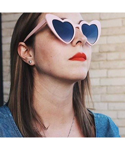 Love Heart Shaped Sunglasses for Women - Vintage Cat Eye Mod Style Retro Glasses as Christmas gift Pinkblack $6.75 Rimless