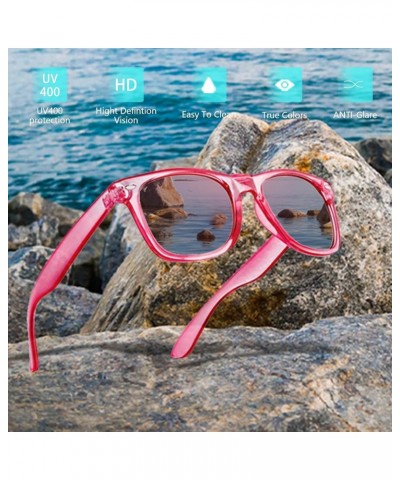 12 Pack Retro Colored Sunglasses Transparent Frame Mirrored Lenses Bulk Party Glasses Birthday Beach Unisex Hotpink $9.89 Rec...