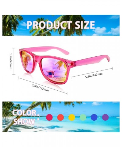 12 Pack Retro Colored Sunglasses Transparent Frame Mirrored Lenses Bulk Party Glasses Birthday Beach Unisex Hotpink $9.89 Rec...