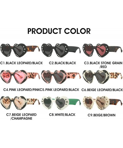 Rhinestone Heart Sunglasses for Women Sparkling Diamond Cat Eye Shades Party Sunglasses Eyewear C7 $10.23 Designer