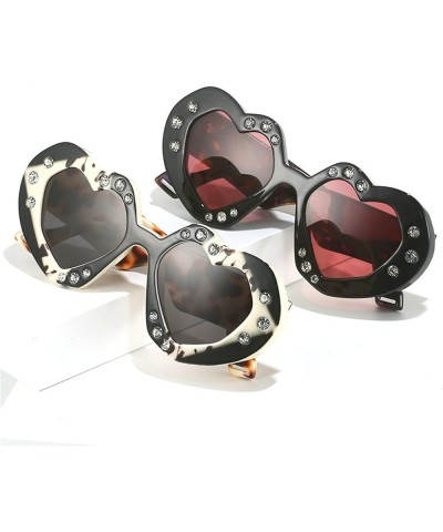 Rhinestone Heart Sunglasses for Women Sparkling Diamond Cat Eye Shades Party Sunglasses Eyewear C7 $10.23 Designer