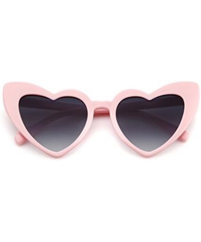 Love Heart Shaped Sunglasses for Women - Vintage Cat Eye Mod Style Retro Glasses as Christmas gift Pinkblack $6.75 Rimless