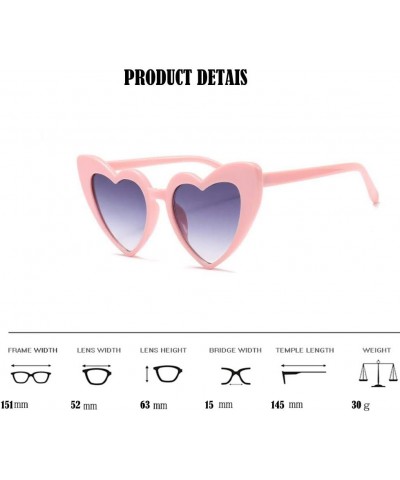 Love Heart Shaped Sunglasses for Women - Vintage Cat Eye Mod Style Retro Glasses as Christmas gift Pinkblack $6.75 Rimless