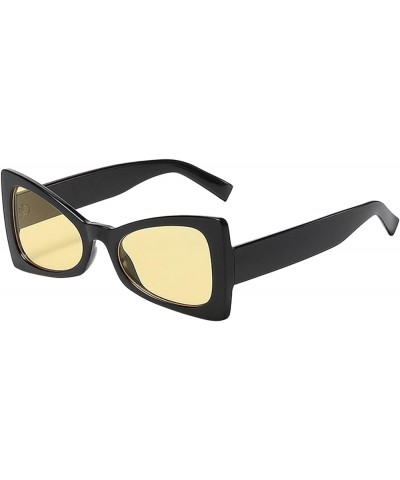 Women Men Retro Fashion Street Shot Glasses Unisex PC Frame Sunglasses Extra Wide Yellow $8.59 Designer