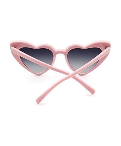 Love Heart Shaped Sunglasses for Women - Vintage Cat Eye Mod Style Retro Glasses as Christmas gift Pinkblack $6.75 Rimless