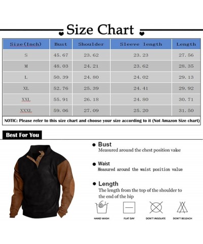 Sweatshirts for Men Vintage Stand Collar Sweatshirt Mock Neck Mock Neck Single Breasted Pullover with Elbow Patches 4-champag...