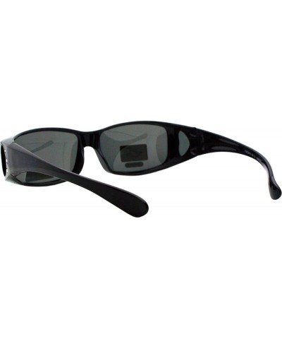 Womens Polarized Fit Over Glasses Sunglasses Rhinestone Rectangular Frame Black $11.37 Rectangular