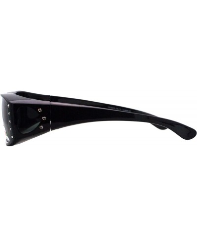 Womens Polarized Fit Over Glasses Sunglasses Rhinestone Rectangular Frame Black $11.37 Rectangular