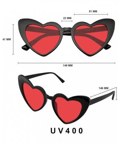 Heart Shape Cat Eye Sunglasses Heart Retro Vintage Women Fashion Shades Eyewear (Black Red) $9.22 Cat Eye