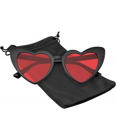 Heart Shape Cat Eye Sunglasses Heart Retro Vintage Women Fashion Shades Eyewear (Black Red) $9.22 Cat Eye