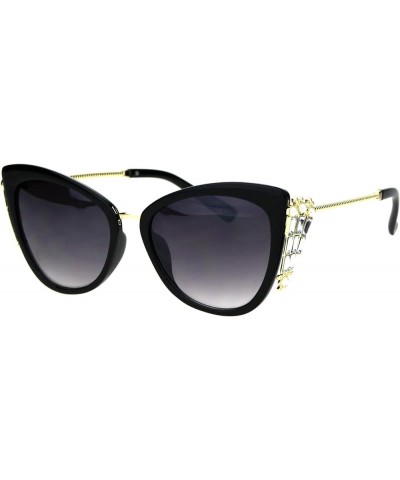 Womens Butterfly Frame Sunglasses Jeweled Side Fashion Shades UV 400 Black (Smoke) $9.87 Butterfly