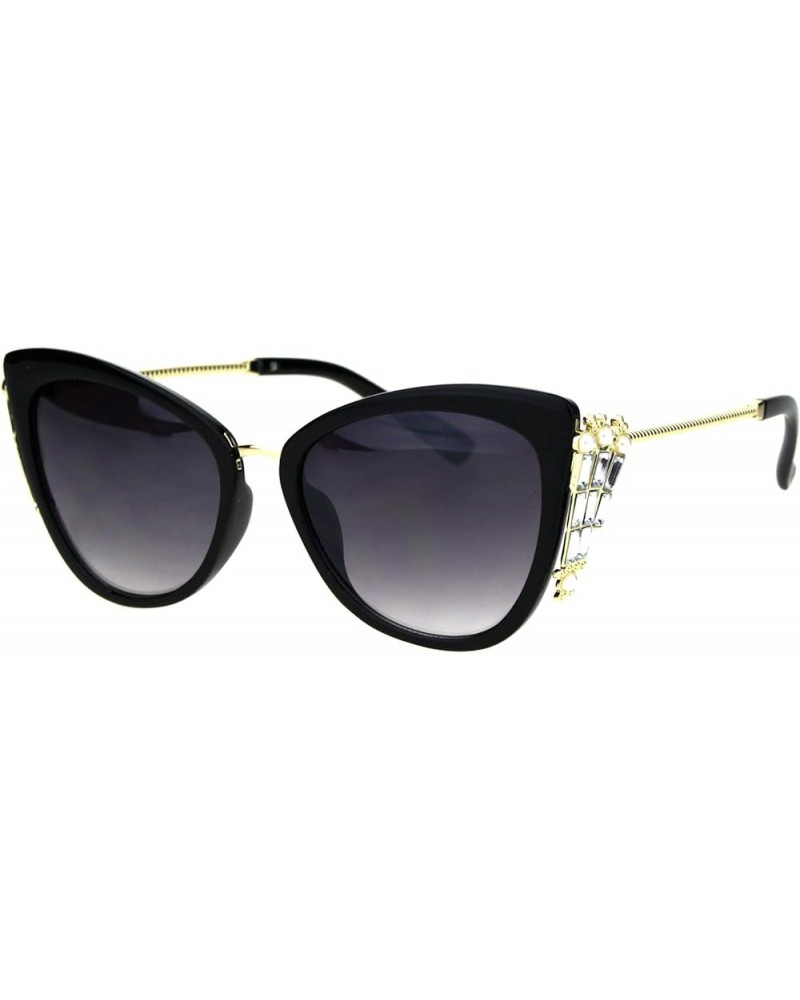 Womens Butterfly Frame Sunglasses Jeweled Side Fashion Shades UV 400 Black (Smoke) $9.87 Butterfly