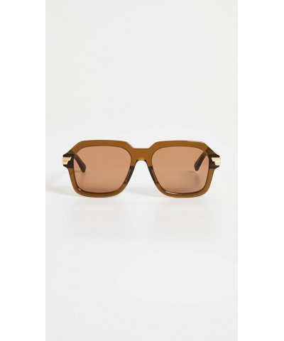 Women's Bold Ribbon Oversized Square Sunglasses Brown $96.89 Oversized