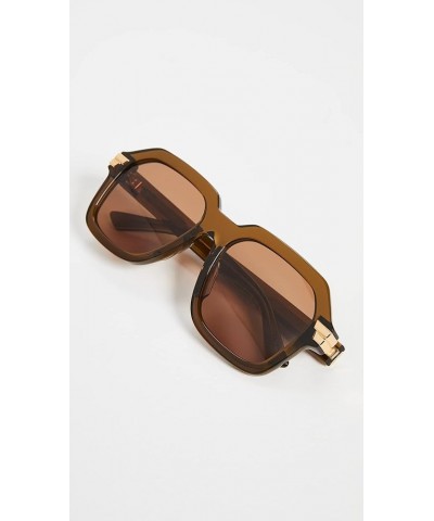 Women's Bold Ribbon Oversized Square Sunglasses Brown $96.89 Oversized