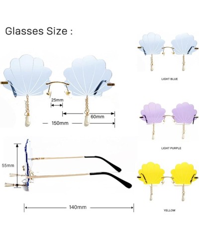 1 Pair Rimless Shell Sunglasses Teardrop Cute Sunglasses Funny Vintage Fashion Shell Shaped Disco Glasses UV400 for Women Men...