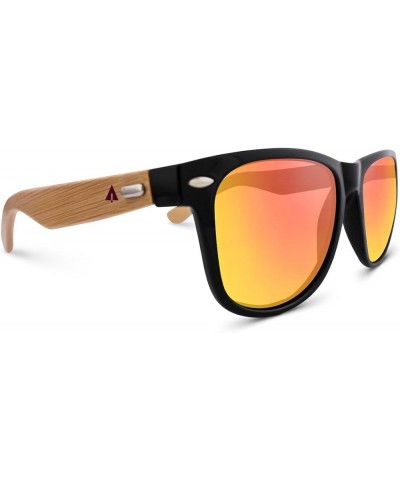 Wooden Bamboo Sunglasses Temples Classic Retro Square Wood Sunglasses Gold Mirror Lenses W/ Pouch gold $23.60 Wayfarer