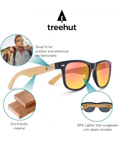 Wooden Bamboo Sunglasses Temples Classic Retro Square Wood Sunglasses Gold Mirror Lenses W/ Pouch gold $23.60 Wayfarer