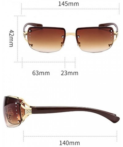 Melrose/Vintage Rimless Diamond Sunglasses, Women's Y2k Punk Luxury Rimless Sunglasses Clear Outdoor Driving 3pcs Brown&purpl...