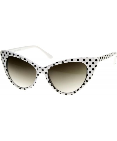 Women's Retro Polka Dot Oversize Cat Eye Sunglasses 54mm White-black / Smoke Gradient $13.86 Oversized