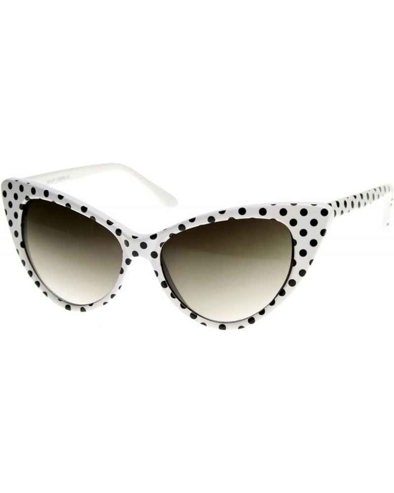 Women's Retro Polka Dot Oversize Cat Eye Sunglasses 54mm White-black / Smoke Gradient $13.86 Oversized