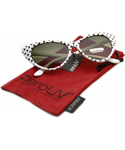 Women's Retro Polka Dot Oversize Cat Eye Sunglasses 54mm White-black / Smoke Gradient $13.86 Oversized