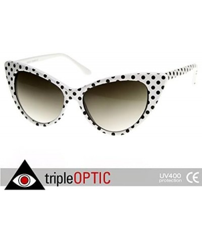 Women's Retro Polka Dot Oversize Cat Eye Sunglasses 54mm White-black / Smoke Gradient $13.86 Oversized