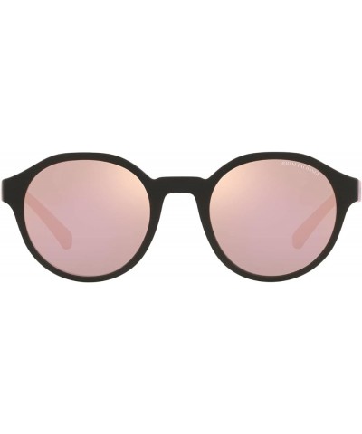 Men's Ax4114sf Low Bridge Fit Round Sunglasses Matte Black/Rose Gold Mirrored/Light Violet $30.90 Round