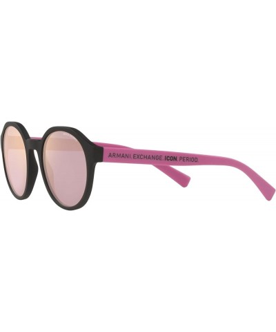 Men's Ax4114sf Low Bridge Fit Round Sunglasses Matte Black/Rose Gold Mirrored/Light Violet $30.90 Round