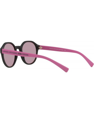 Men's Ax4114sf Low Bridge Fit Round Sunglasses Matte Black/Rose Gold Mirrored/Light Violet $30.90 Round