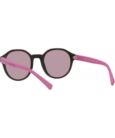 Men's Ax4114sf Low Bridge Fit Round Sunglasses Matte Black/Rose Gold Mirrored/Light Violet $30.90 Round