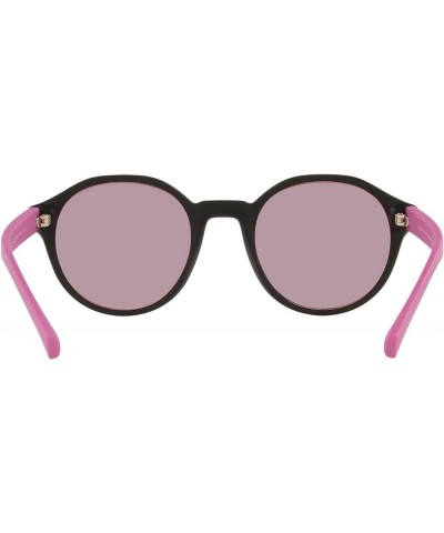 Men's Ax4114sf Low Bridge Fit Round Sunglasses Matte Black/Rose Gold Mirrored/Light Violet $30.90 Round