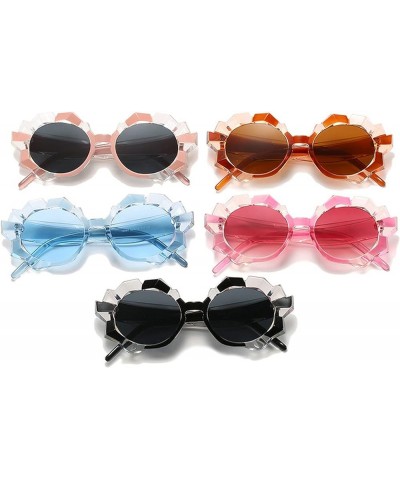 Fashion Unique Irregular Round Sunglasses Women Vintage Rhinestone Eyewear UV400 Trending Men Colorful Sun Glasses Blue&purpl...