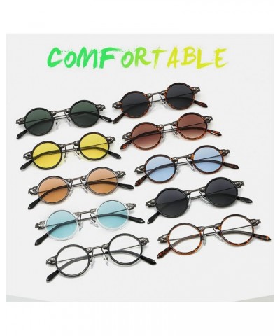 Small Round Steampunk Sunglasses Women Vintage Colorful blue Yellow Sun Glasses Men Eyeglasses Retro Eyewear UV400 Leopard Ga...