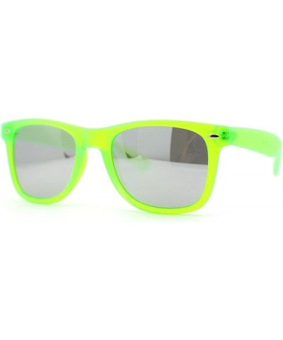 Matte Frost Neon Iconic Hipster Horn Rim Silver Mirror Sunglasses Green $7.53 Designer