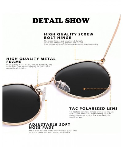 Round Polarized Sunglasses for Women – Classic Retro Small Metal Frame Sun Glasses UV Protection A1* Gold Frame/Gray Lens $10...