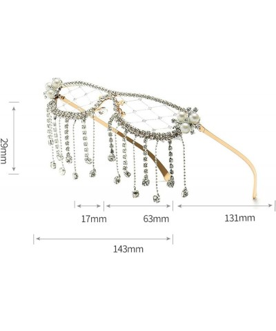 Bling Tassel Rhinestones Sunglasses Female rectangle Diamond Women Men Trendy Sparkling Party Sunglasses White $9.41 Designer