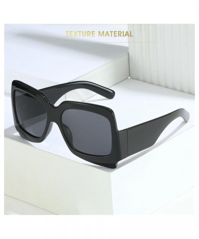 Retro Oversized Square Sunglasses for Women Irregular Vintage Trendy Shades Large Thick Frame UV400 Protection 2pcs-black&leo...