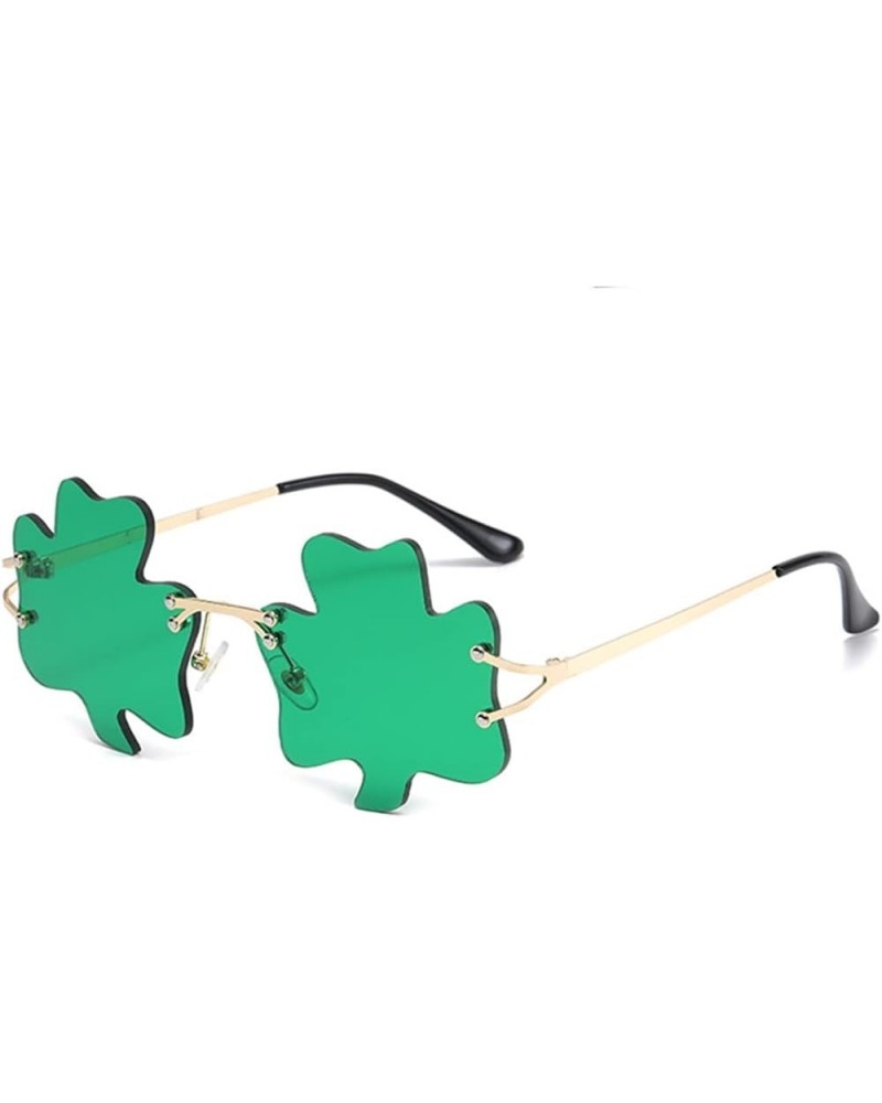 St. Patrick's Day Irish Shamrock Sunglasses for Women Men Green Lucky Leprechaun Costume Fashion Rimless Glasses Green2 $5.69...