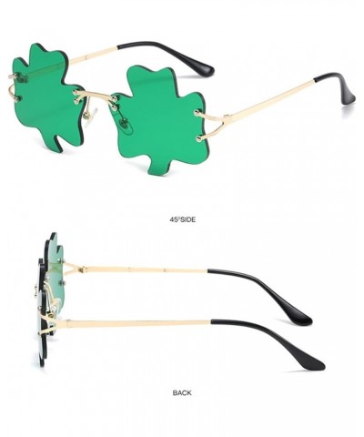 St. Patrick's Day Irish Shamrock Sunglasses for Women Men Green Lucky Leprechaun Costume Fashion Rimless Glasses Green2 $5.69...