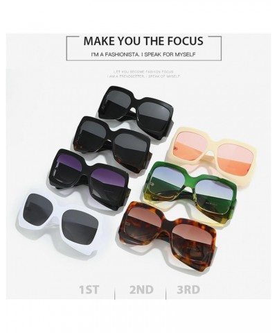 Retro Oversized Square Sunglasses for Women Irregular Vintage Trendy Shades Large Thick Frame UV400 Protection 2pcs-black&leo...