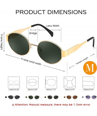 Trendy Retro Oval Sunglasses for Women Men Small Metal Frame Sun Glasses UV400 Shades B0124 Gold-blackish Green $10.19 Shield